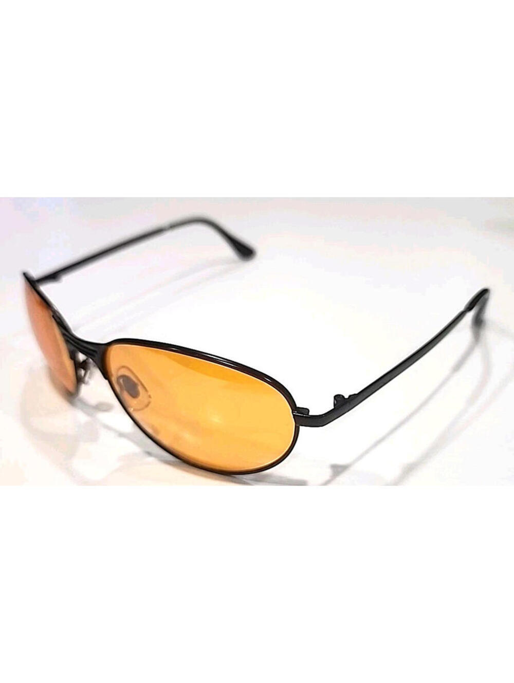 Foster Grant Black Metal Amber Oval Sunglasses